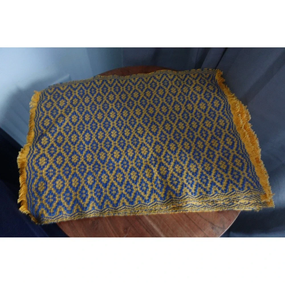 Set of 7- Royal blue and yellow‎ cotton placemats